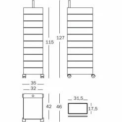 360° Container mit Rollen H 127cm