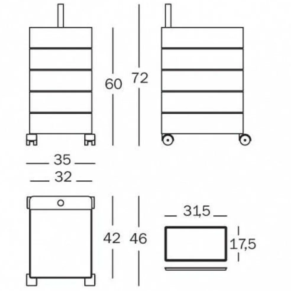 360° Container mit Rollen H 72cm