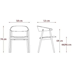 AC2 Armlehnstuhl Leder Gestell Eiche