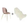 Aktionsset Beetle Dining Chair Stuhl Gestell Messing + Fell