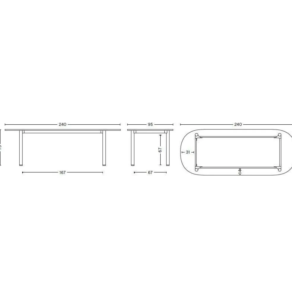 Annex Esstisch länglich 220x95cm Gestell Eiche