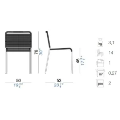 Aria S42 Gartenstuhl Gestell schwarz stapelbar