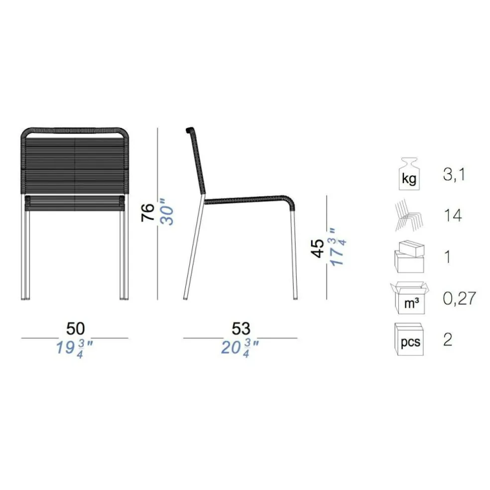 Aria S42 Gartenstuhl Gestell schwarz stapelbar