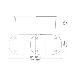 B619 Super-elliptischer Tisch Furnier ausziehbar