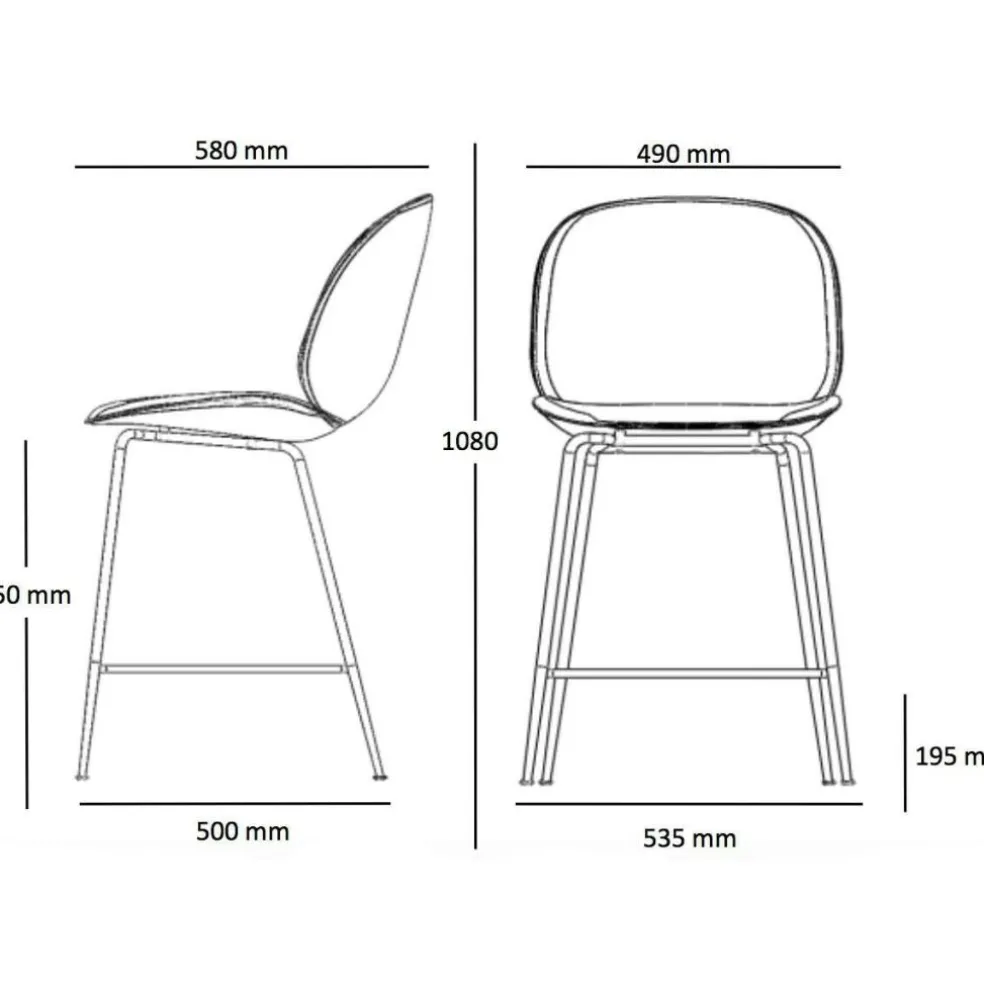 Beetle Barhocker Gestell messing 108cm