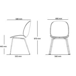 Beetle Stuhl Gestell schwarz 4er Set