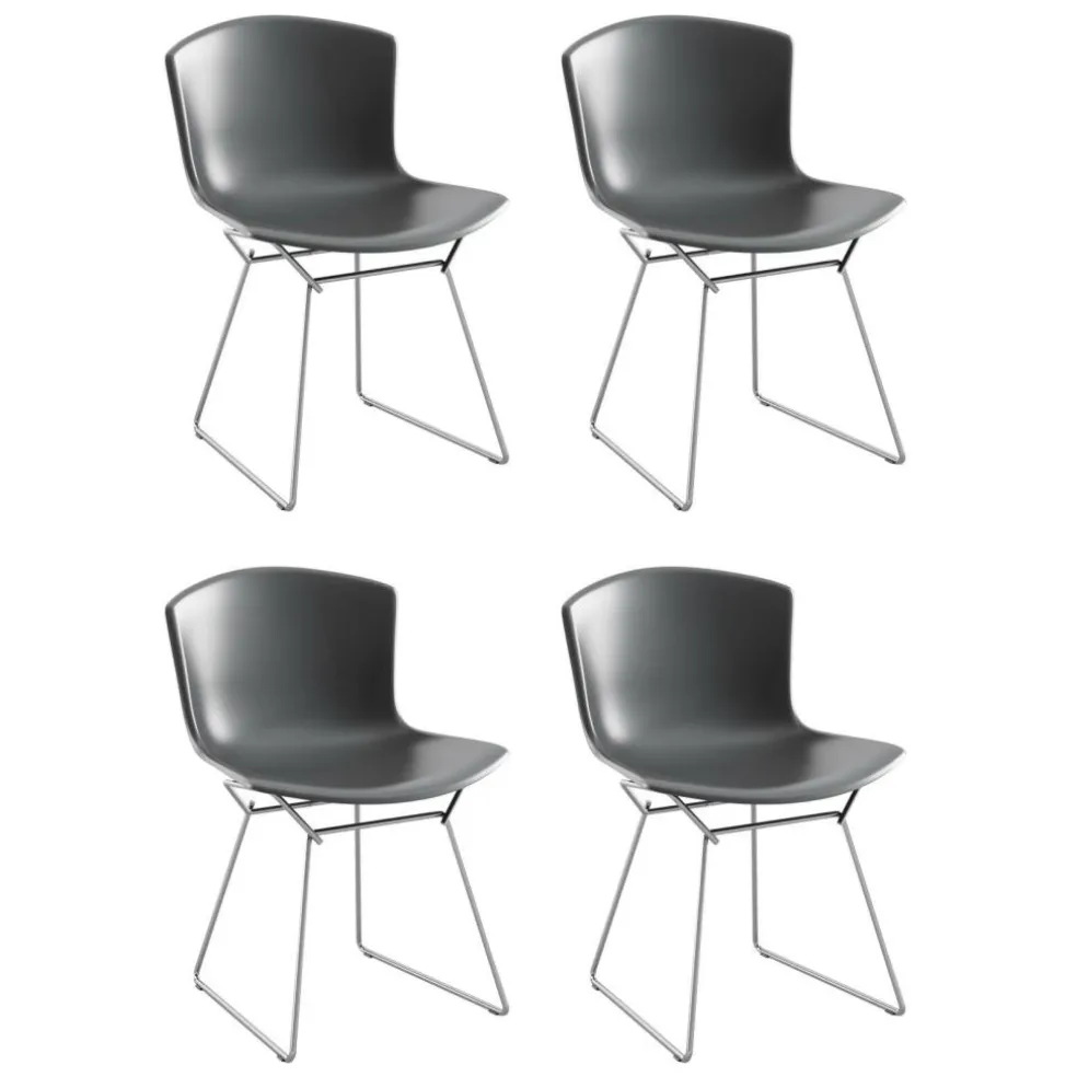 Bertoia Plastic Stuhl Gestell verchromt 4er Set