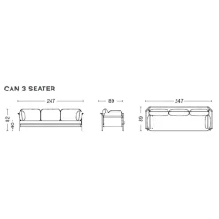 Can 2.0 3-Sitzer Sofa Gestell Stahl verchromt