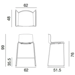Catifa 46 0571 Barhocker Gestell hoch, Eiche