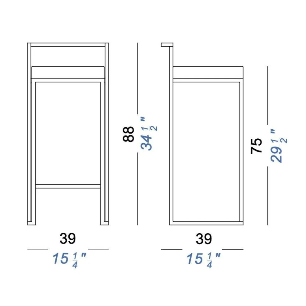 Cubo S62 Barhocker Sitzfläche Leder H75cm
