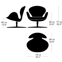 Der Schwan™/ Swan™ Sessel Stoff Gestell Schwarz