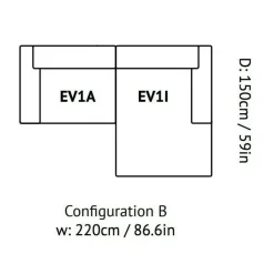Develius 2-Sitzer Sofa Chaiselongue rechts