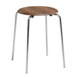 DOT™ Hocker Furnier Gestell Stahl verchromt