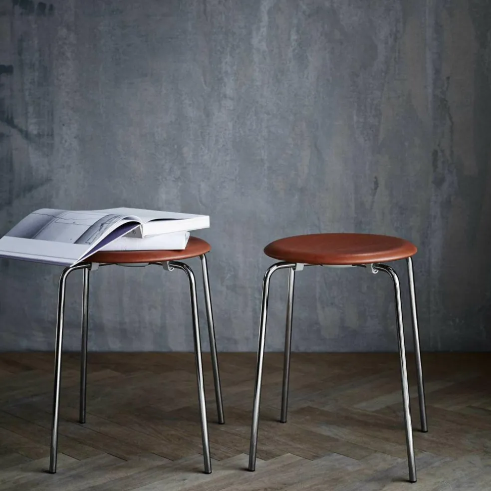 DOT™ Hocker Leder Gestell Stahl verchromt
