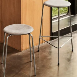 DOT™ Hocker Leder Gestell Stahl verchromt