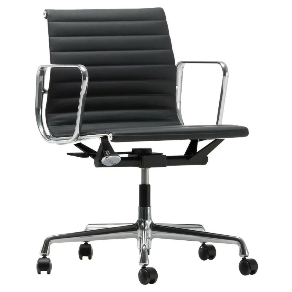 EA 117 Alu Chair Bürostuhl poliert Leder