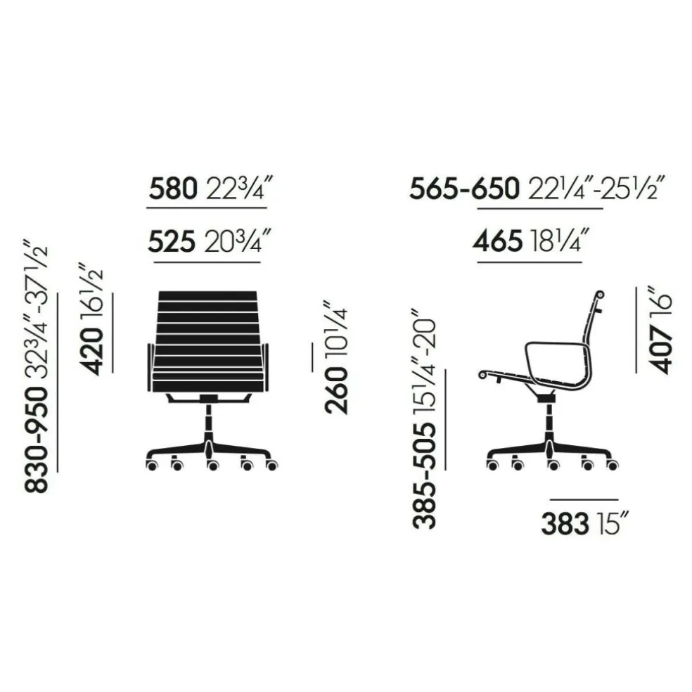 EA 117 Alu Chair Bürostuhl poliert Leder