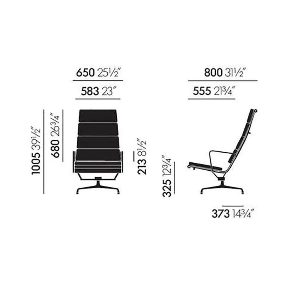EA 222 Soft Pad Aluminium Chair Drehsessel Leder