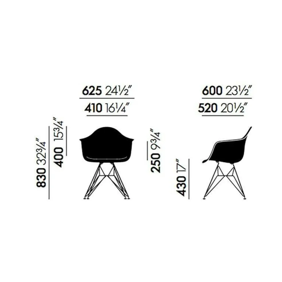 Eames Fiberglass Armchair DAR Gestell weiß
