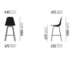 Eames Fiberglass Barstuhl medium verchromt