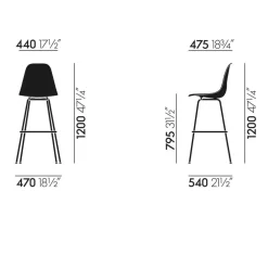 Eames Fiberglass Barstuhl hoch verchromt
