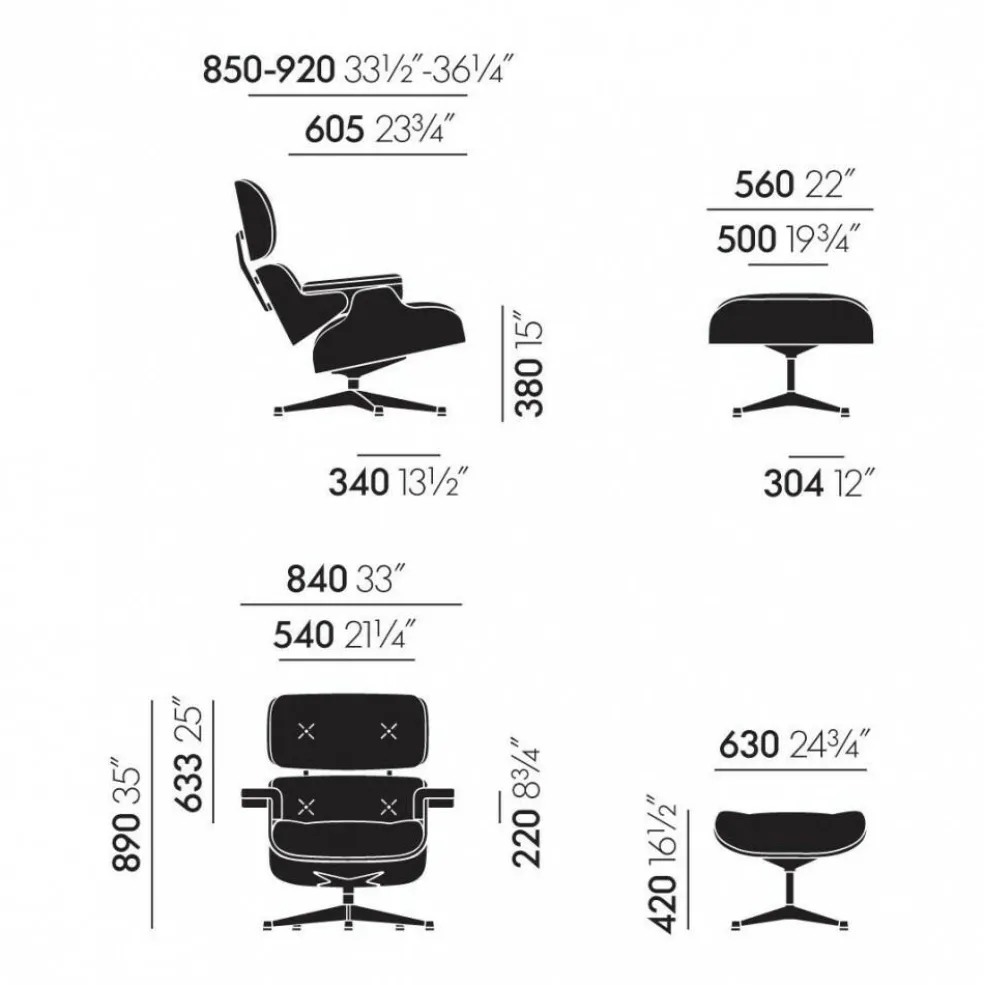 Eames Lounge Chair Sessel & Ottoman Stoff