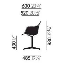Eames Plastic Armchair DAL RE Gestell poliert