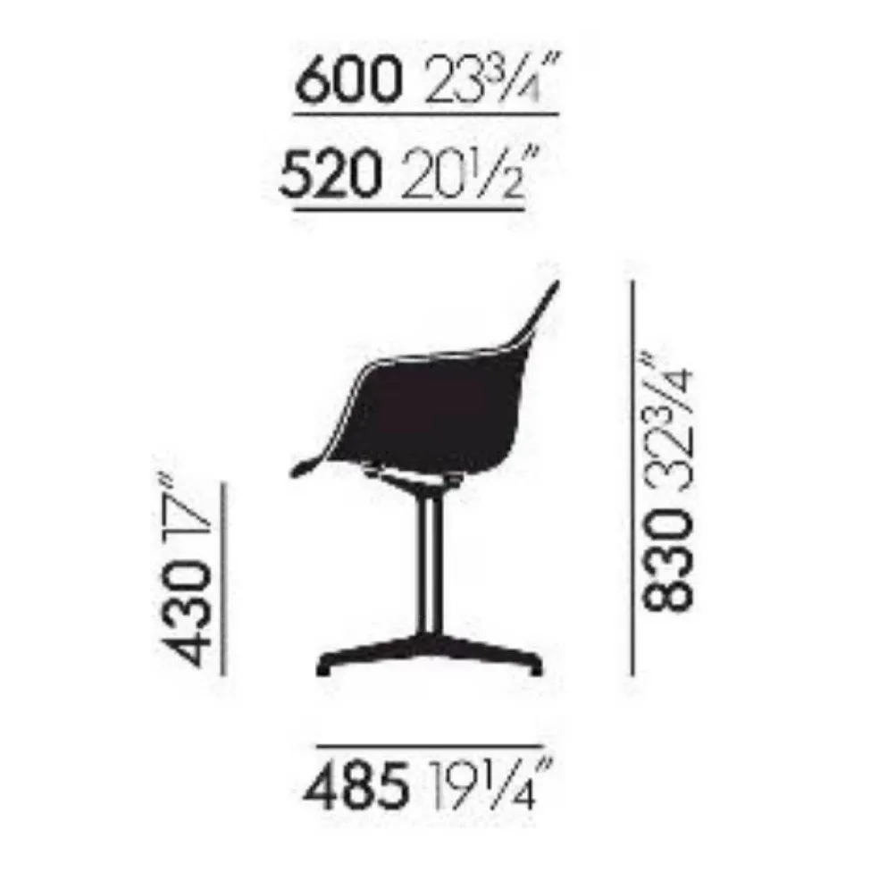 Eames Plastic Armchair DAL RE Gestell poliert
