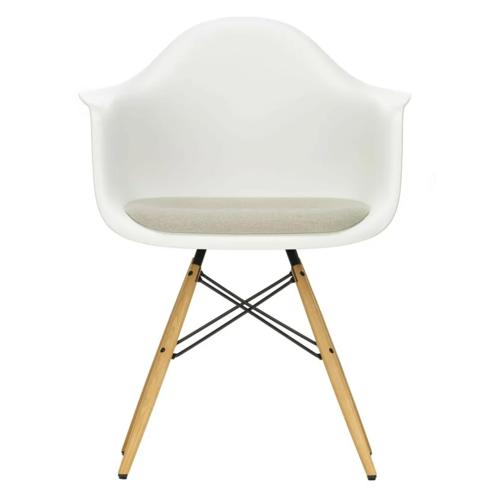 Eames Plastic Armchair DAW gepolstert Gestell Esche
