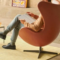 Egg/ Das Ei™ Loungesessel Leder Gestell Braun Bronze