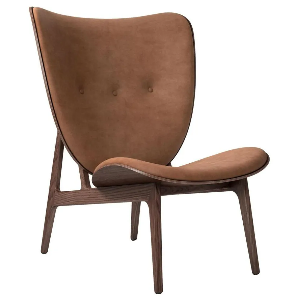 Elephant Lounge Sessel Leder Gestell dunkel gebeizte Eiche