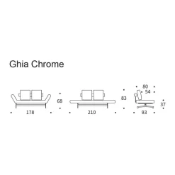 Ghia Schlafsofa Cord Beine Stahl verchromt 210x93cm