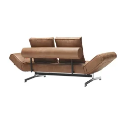 Ghia Schlafsofa Stoff-/Ledermischung Beine Stahl verchromt