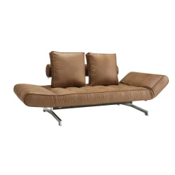 Ghia Schlafsofa Stoff-/Ledermischung Beine Stahl verchromt