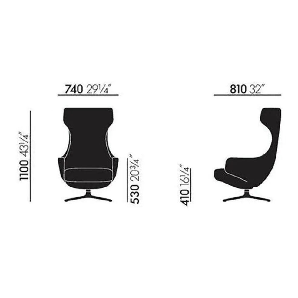 Grand Repos Sessel & Ottoman Leder