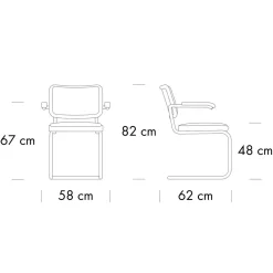 JS. THONET a personal Interpretation by Jil Sander S 64 P Nordic Freischwinger Armlehnstuhl