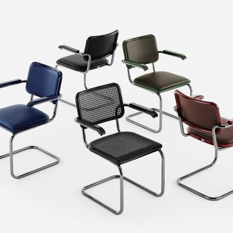 JS. THONET a personal Interpretation by Jil Sander S 64 P Serious Freischwinger Armlehnstuhl