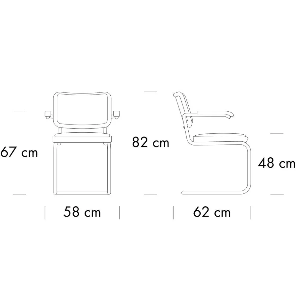 JS. THONET a personal Interpretation by Jil Sander S 64 P Serious Freischwinger Armlehnstuhl