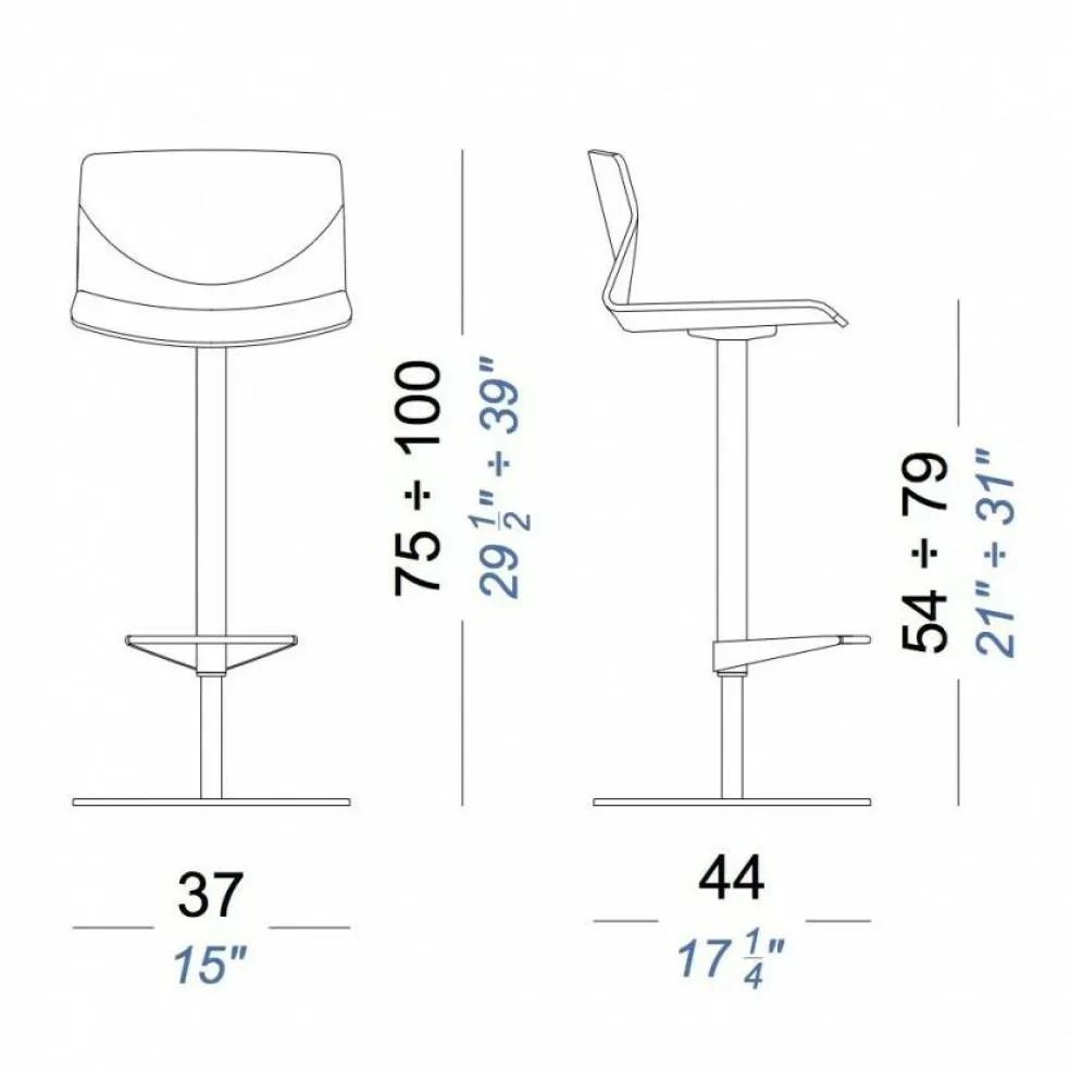 Kai S39 Barhocker Sitz Eiche mit Kissen 54-79cm