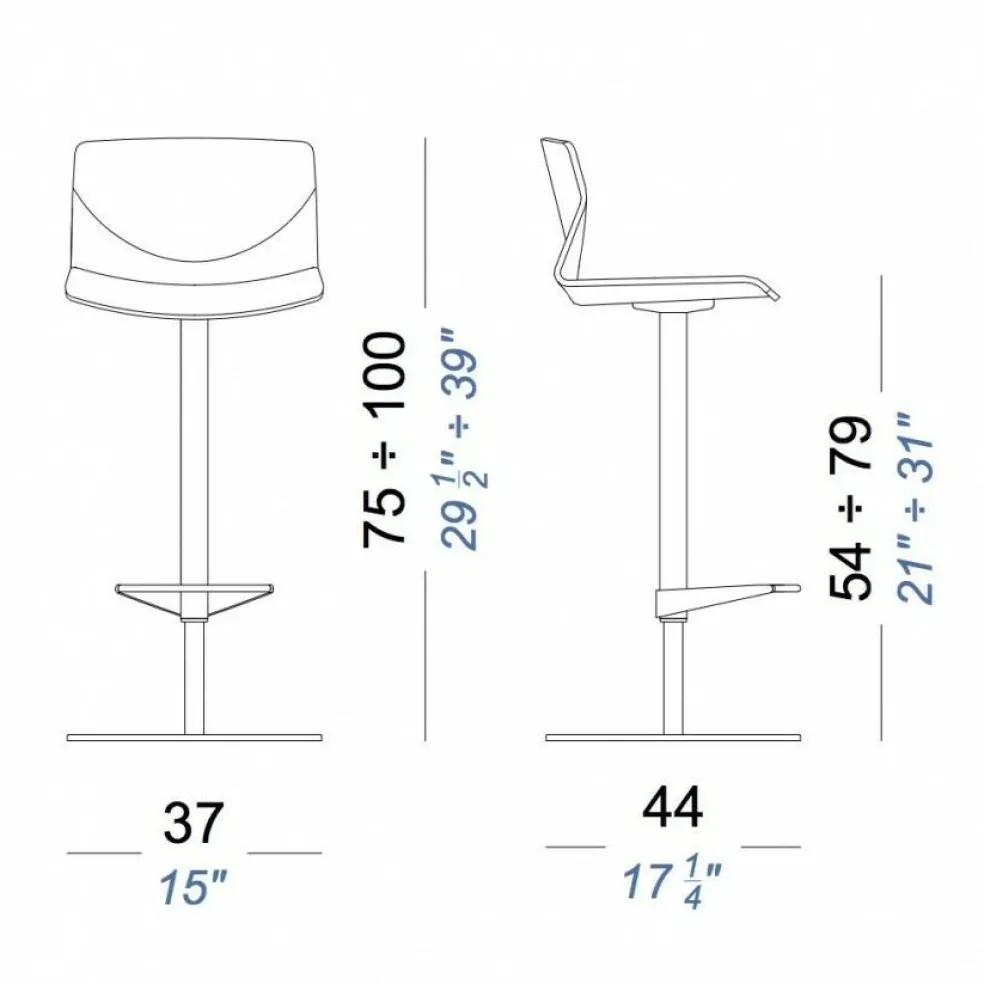 Kai S39 Barhocker Sitzfläche Eiche 54-79cm