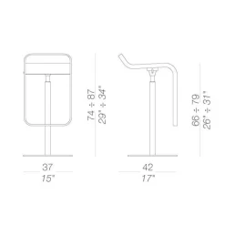 LEM S80 Barhocker Sitzfläche Leder 66-79cm