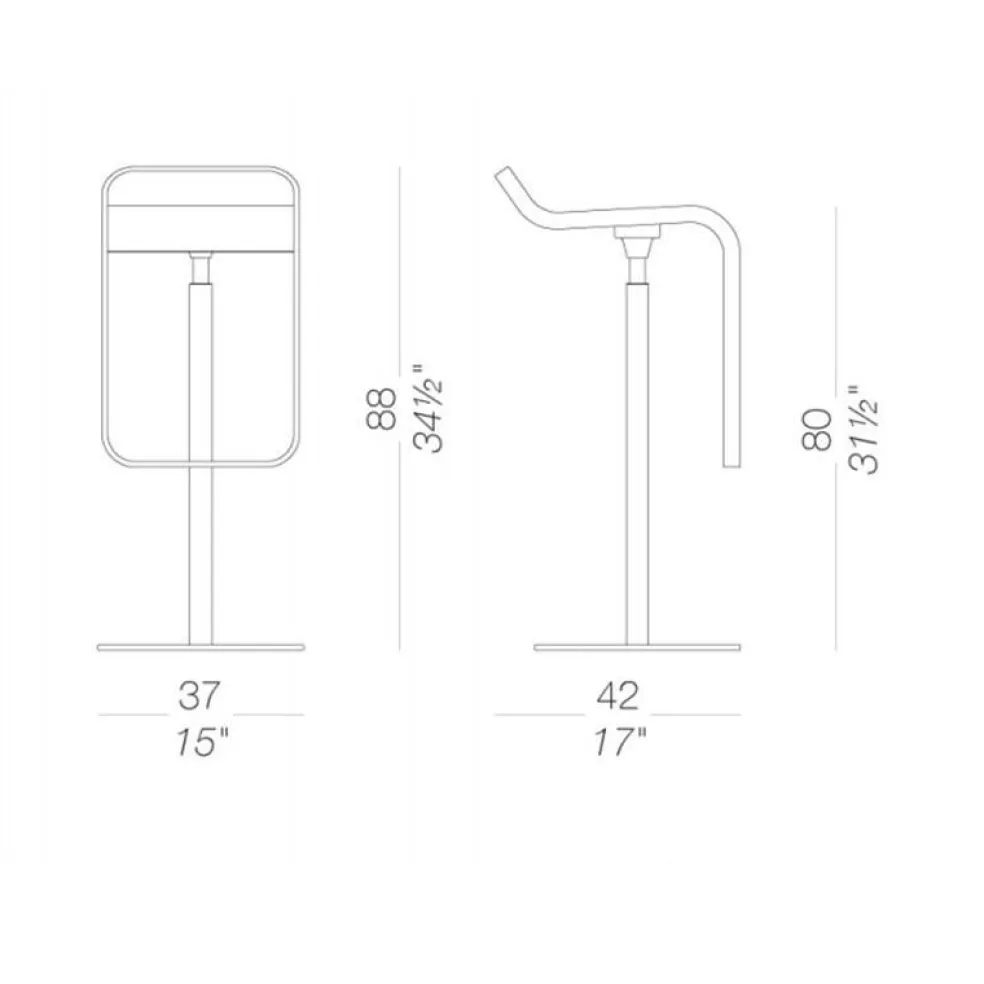 LEM S81 Barhocker Sitzfläche Edelstahl H88cm