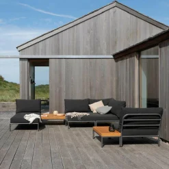 Level 2 Gartensofa links Gestell dunkelgrau