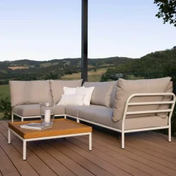 Level 2 Gartensofa rechts Gestell muted white