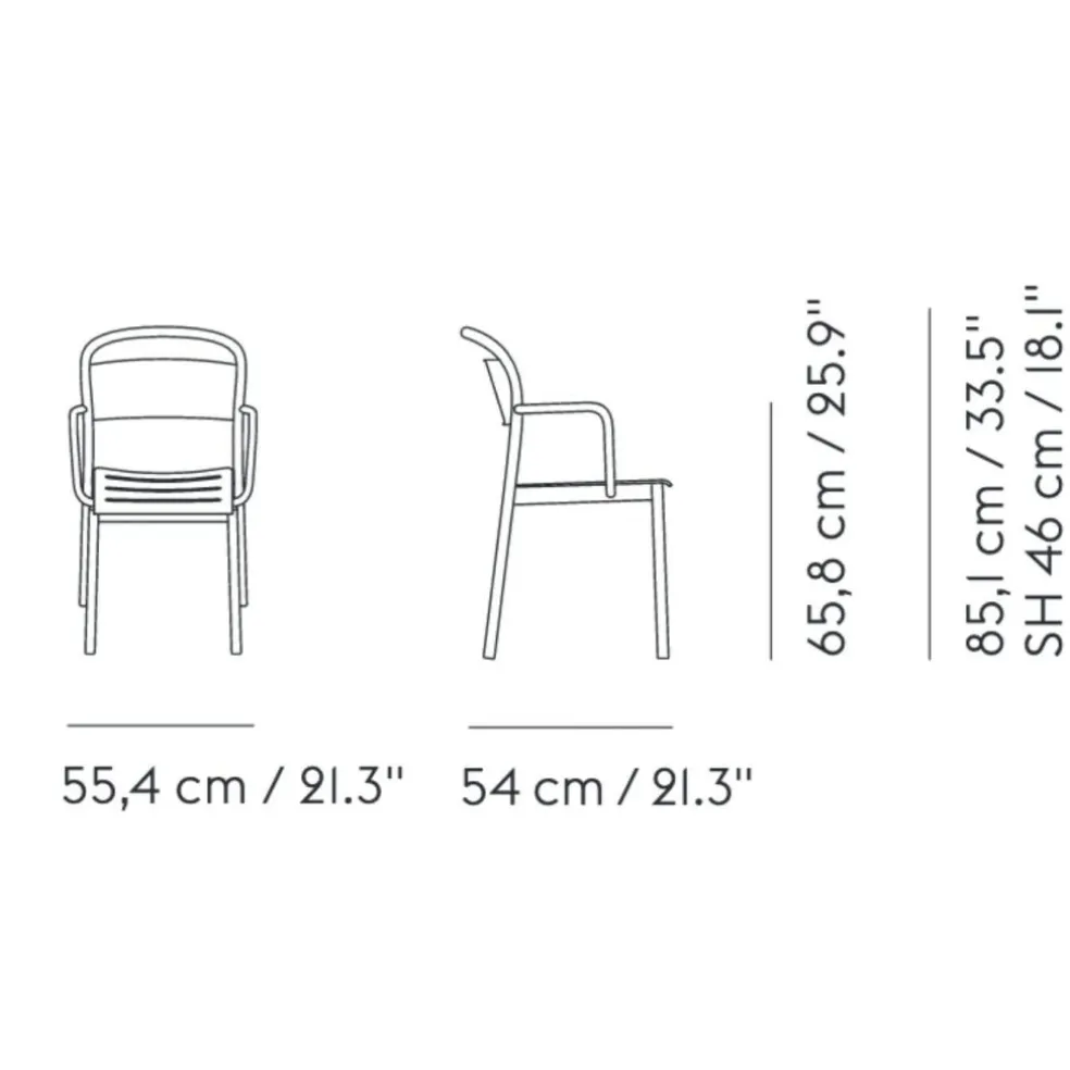 Linear Steel Gartenarmlehnstuhl