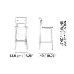 Loft Barhocker gepolstert 75cm