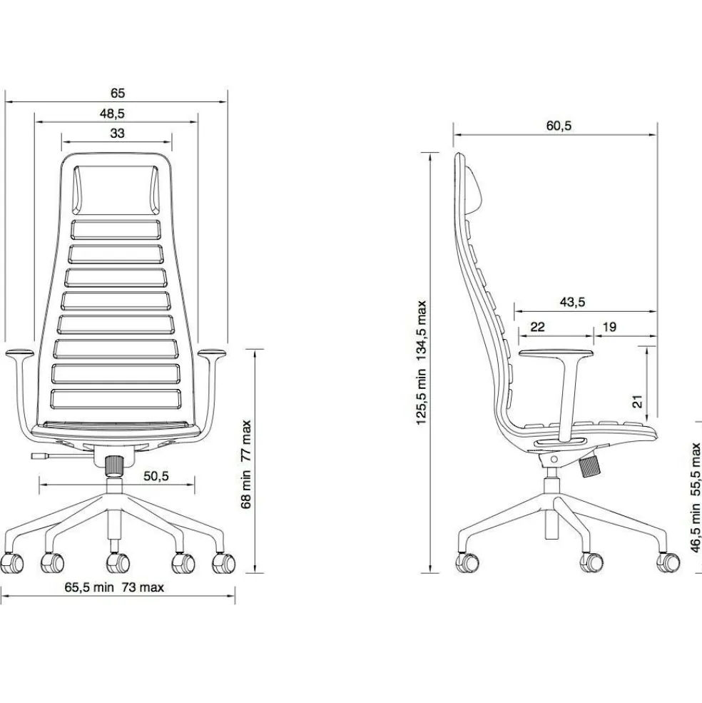 Lotus High Bürostuhl mit Rollen