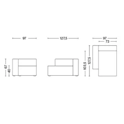 Mags Sofa-Modul Chaiselongue Links 97x127,5cm