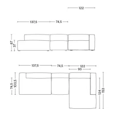 Mags Soft 3-Sitzer Sofa rechts 334x153x67cm