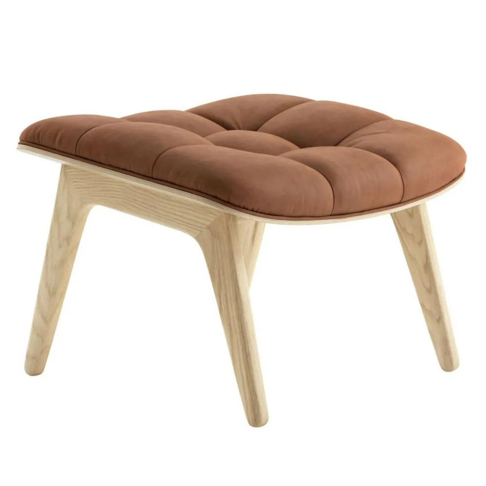 Mammoth Ottoman Leder Gestell Eiche natur